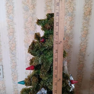 LOT 207: Vintage MCM 30" Christmas Tree with Ornaments, Plasco Plastic Mini Christmas Tree & More