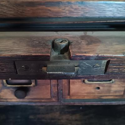 LOT 217: Antique Roll Top Desk with Victorian-Style Swivel Chair