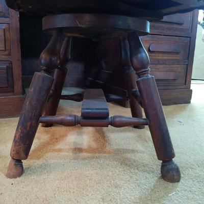 LOT 217: Antique Roll Top Desk with Victorian-Style Swivel Chair