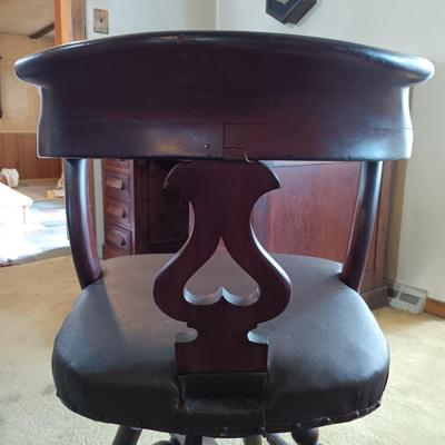 LOT 217: Antique Roll Top Desk with Victorian-Style Swivel Chair