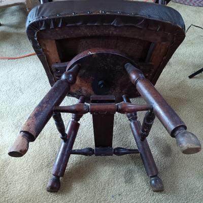 LOT 217: Antique Roll Top Desk with Victorian-Style Swivel Chair