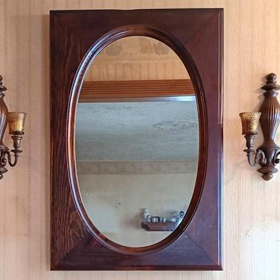LOT 220: MCM Syroco Wall Shelf and Sconces with Mirrors