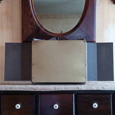 LOT 220: MCM Syroco Wall Shelf and Sconces with Mirrors