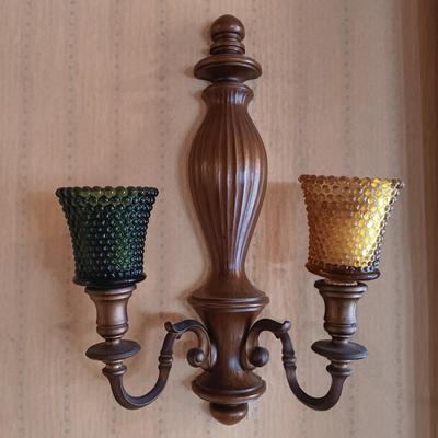 LOT 220: MCM Syroco Wall Shelf and Sconces with Mirrors