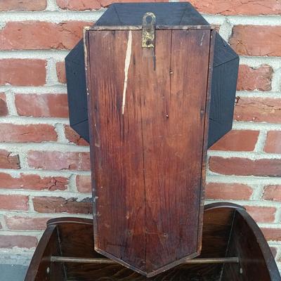 LOT 223: Ansonia Clock Co. Drop Clock w/ Vintage Magazine Cradle & Quilted Sheep Pillow