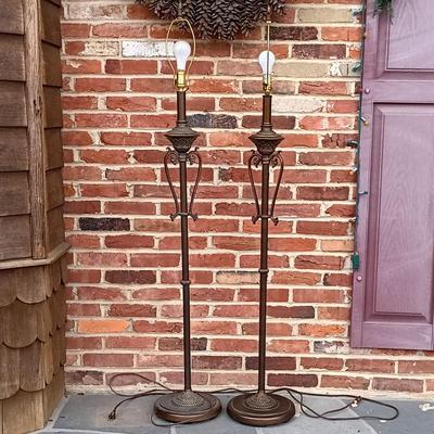 LOT 224: Pair of Floor Lamps with Small World Rhythm Clock