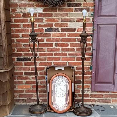 LOT 224: Pair of Floor Lamps with Small World Rhythm Clock
