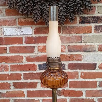 LOT 235: Vintage Amber Glass Floor Lamp