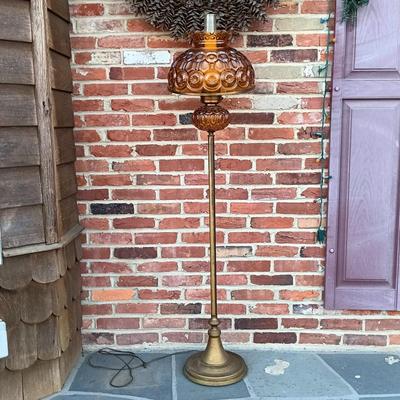 LOT 235: Vintage Amber Glass Floor Lamp