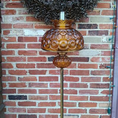 LOT 235: Vintage Amber Glass Floor Lamp
