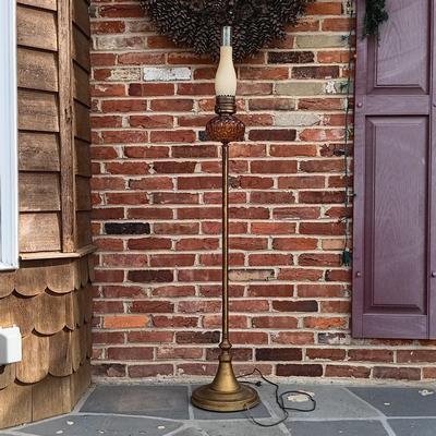 LOT 235: Vintage Amber Glass Floor Lamp