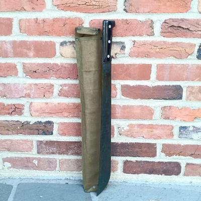 LOT 190: Vintage Sheffield, England Military-Style Machete with Cloth Sheath