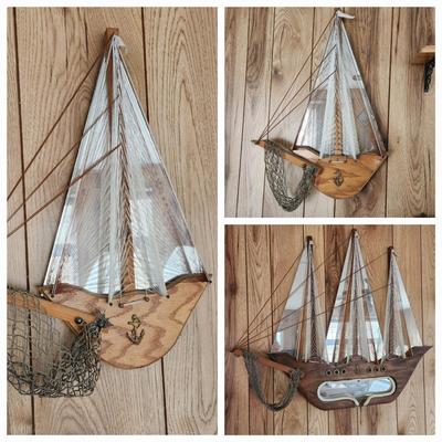 3 String Wood Mirror Art Sailboat Ships Boats Nautical Theme Wall Art 2 Medium size 1 Large