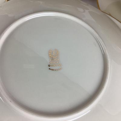 K732 Lenox "Wheat" & "Olympia" China Set with Etched Crystal Icetea Glasses