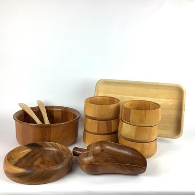 K734 Lot of Wooden Dansk Salad Bowls