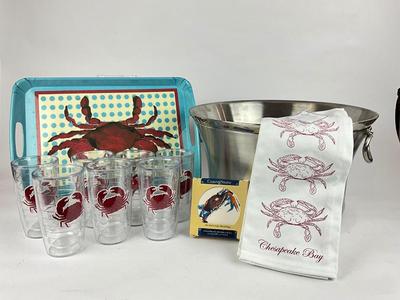 K844 FRONTGATE Stainless Optima Beverage Tub with Crab Serving Pieces