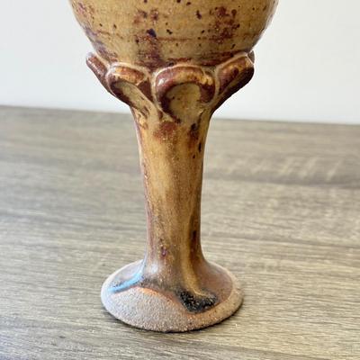 LOT 7K: Signed Mullit Stoneware Pottery Pitcher & 1975 Signed Boone Drip Glaze Stoneware Pottery Goblets