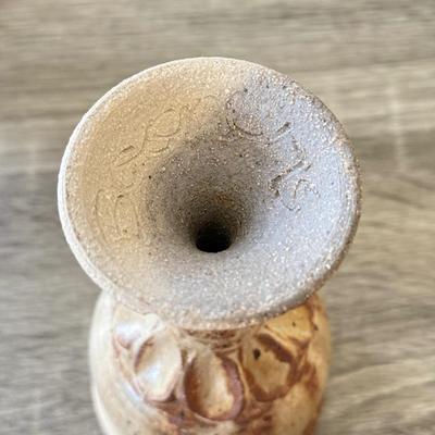 LOT 7K: Signed Mullit Stoneware Pottery Pitcher & 1975 Signed Boone Drip Glaze Stoneware Pottery Goblets