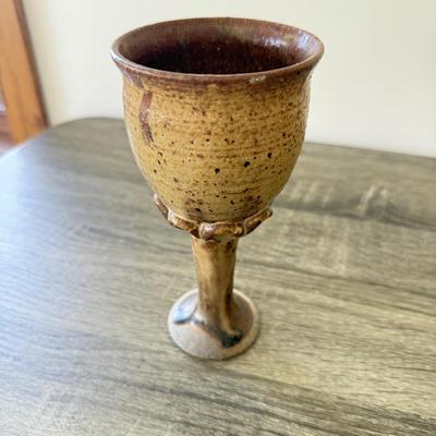 LOT 7K: Signed Mullit Stoneware Pottery Pitcher & 1975 Signed Boone Drip Glaze Stoneware Pottery Goblets