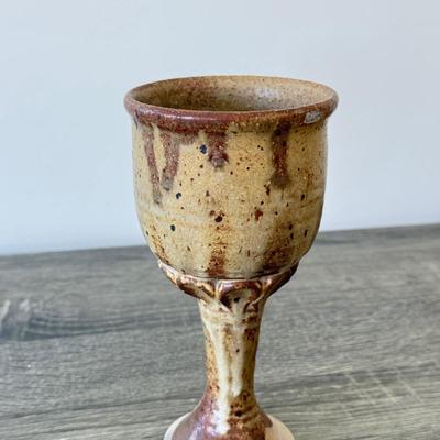 LOT 7K: Signed Mullit Stoneware Pottery Pitcher & 1975 Signed Boone Drip Glaze Stoneware Pottery Goblets