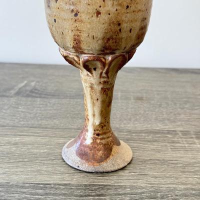 LOT 7K: Signed Mullit Stoneware Pottery Pitcher & 1975 Signed Boone Drip Glaze Stoneware Pottery Goblets