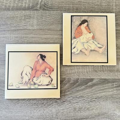 LOT 9K: Vintage 1970s R C Gorman (Navajo Artist) Women Ceramic Art Tiles