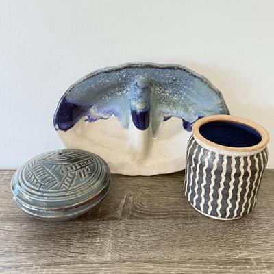 LOT 12K: Vintage Signed Stoneware Pottery Pieces