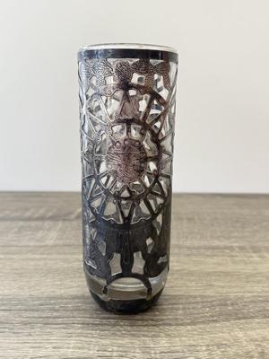 LOT 15K: MPR 925 Sterling Silver Overlay Mexican Motif Iced Tea Glass