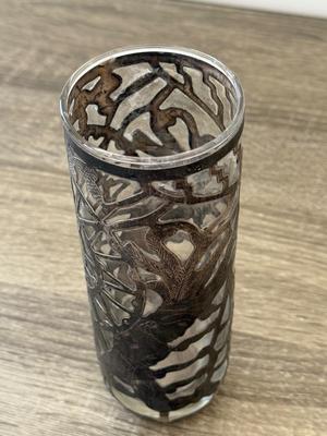 LOT 15K: MPR 925 Sterling Silver Overlay Mexican Motif Iced Tea Glass