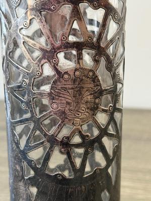 LOT 15K: MPR 925 Sterling Silver Overlay Mexican Motif Iced Tea Glass