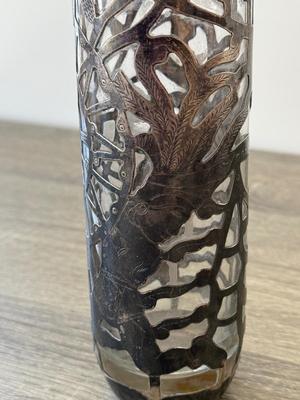 LOT 15K: MPR 925 Sterling Silver Overlay Mexican Motif Iced Tea Glass