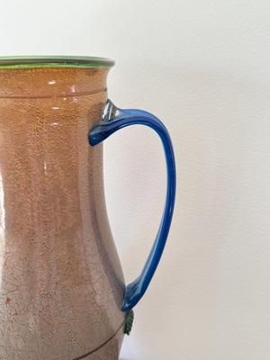 LOT 19K: Exquisite Art Glass Pitcher w/ 4 Matching Mugs