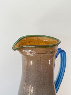 LOT 19K: Exquisite Art Glass Pitcher w/ 4 Matching Mugs