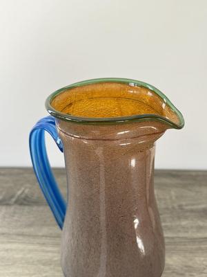 LOT 19K: Exquisite Art Glass Pitcher w/ 4 Matching Mugs