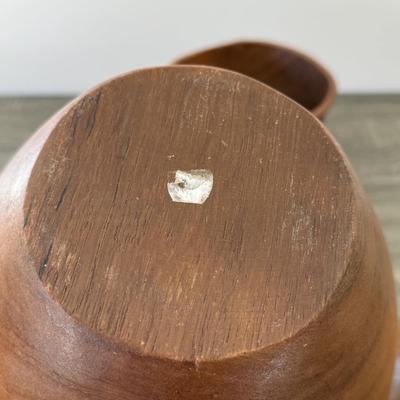 LOT 20K: Wooden Bowls: Large Flat Cut & Set of Salad Bowls