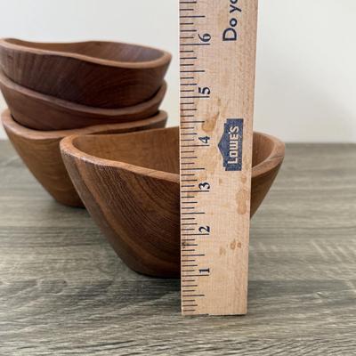 LOT 20K: Wooden Bowls: Large Flat Cut & Set of Salad Bowls