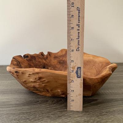 LOT 20K: Wooden Bowls: Large Flat Cut & Set of Salad Bowls