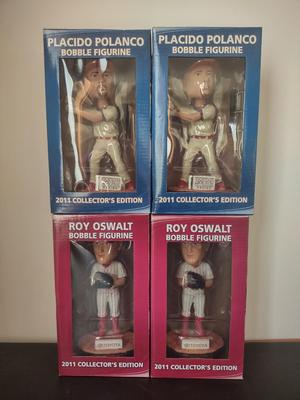 LOT 30K: MLB Philadelphia Phillies Player Bobble Figures in Boxes: Roy Oswalt & Placido Polanco