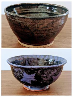 LOT 44K: Art Pottery Bowls Earth Tone Drip Bowl Signed "Judy 09" And Blue Star Bowl Signed "GBT 95" Blue Star Bowl...