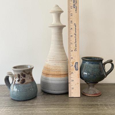 LOT 82K: Suvely Pottery Stoneware Decanter, Signed Pottery Mug & More
