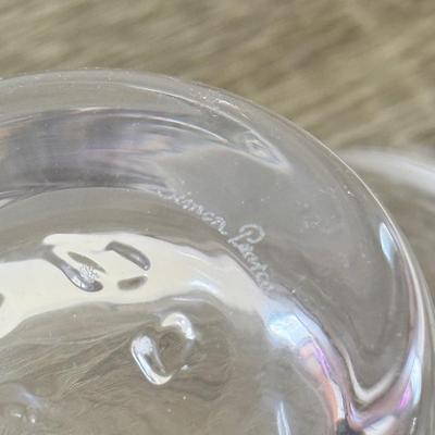LOT 85K: Simon Pearce Crystal Wavy Edge Bowl w/ Beautiful Light Blue Hand Crafted Lisa Larson Glasses