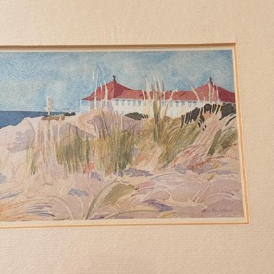LOT 86K: Beach Themed Artwork: Signed Ceramic Tiles & Matted Print