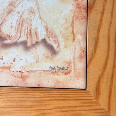 LOT 86K: Beach Themed Artwork: Signed Ceramic Tiles & Matted Print