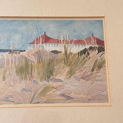 LOT 86K: Beach Themed Artwork: Signed Ceramic Tiles & Matted Print