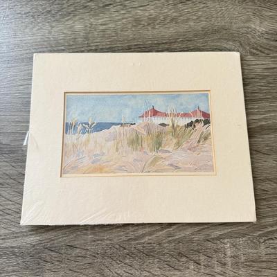 LOT 86K: Beach Themed Artwork: Signed Ceramic Tiles & Matted Print