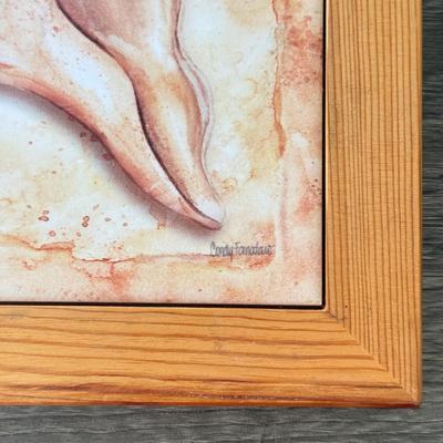 LOT 86K: Beach Themed Artwork: Signed Ceramic Tiles & Matted Print