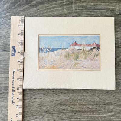 LOT 86K: Beach Themed Artwork: Signed Ceramic Tiles & Matted Print