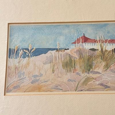 LOT 86K: Beach Themed Artwork: Signed Ceramic Tiles & Matted Print