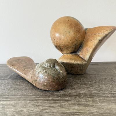LOT 89K: Artist Singed Carved Stone / Marble Sculptures made in Zimbabwe