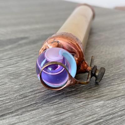 LOT 92K: Vintage Blue and Purple Glass Marble & Brass Kaleidoscope